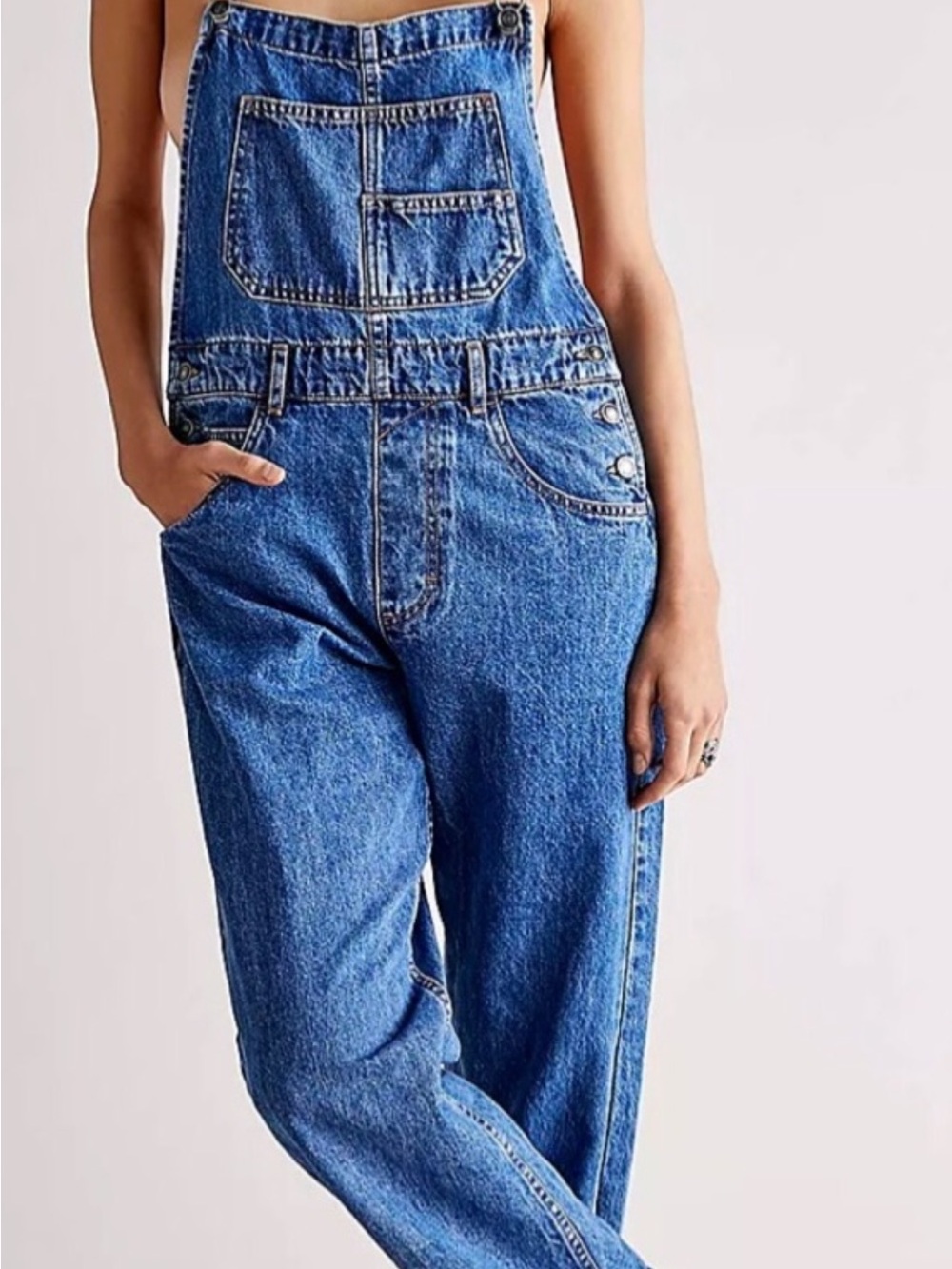 Vintage-Style Blue Denim Women's Overalls